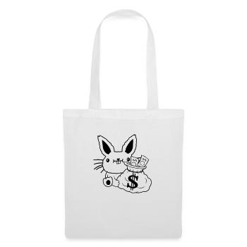 Geldsack reicher Osterhase Geldscheine - Stoffbeutel - Weiß - Vorne