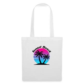 Synthwave Sunset with Palm Trees Sunset Beach - Tote Bag - white - Front