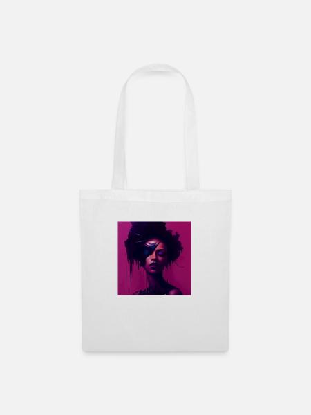 Beautiful african Woman black red portrait motive - Stoffbeutel - Weiß