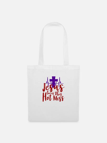 Jesus loves this hot mess - Red Design - Stoffbeutel - Weiß