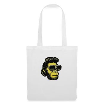 Monkey listening to music with headphones - Tote Bag - white - Front