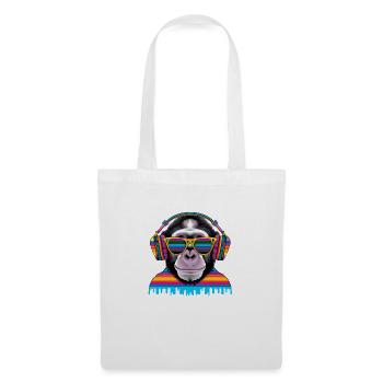 Singe accroche-regard avec écouteurs et lunettes de soleil - Sac en tissu - blanc - Devant