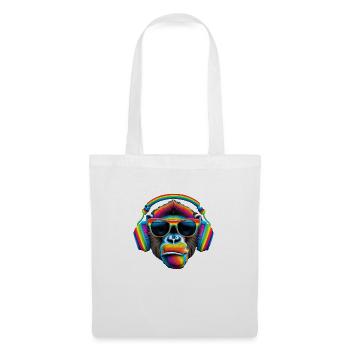Singe de fierté avec écouteurs et lunettes de soleil - Sac en tissu - blanc - Devant