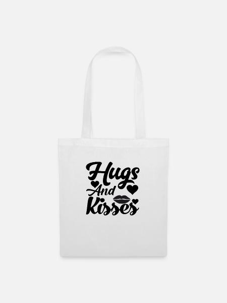 Hugs and Kisses - Stoffbeutel - Weiß