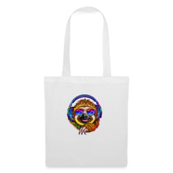 Cool paresseux avec des écouteurs écoute de la musique - Sac en tissu - blanc - Devant