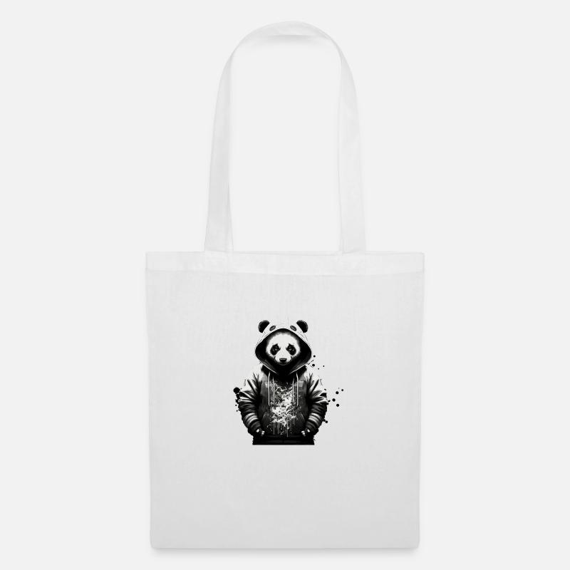 Panda entspannt im Sweatshirt - Stoffbeutel - Weiß