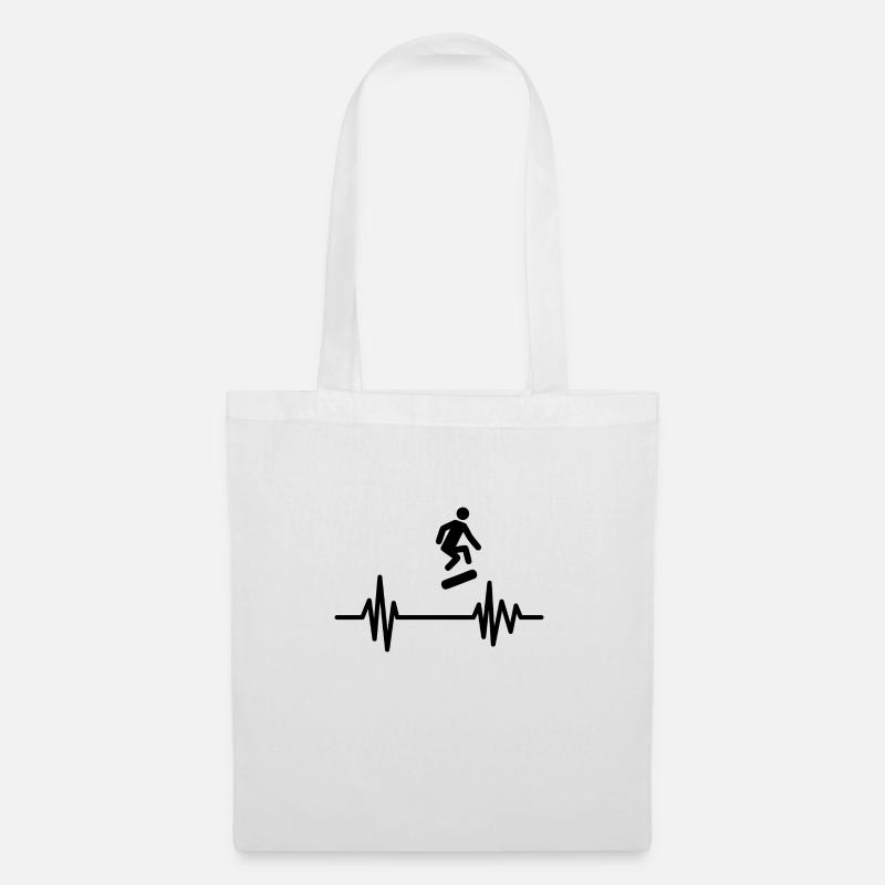 Skate Herzschlag - Cooles Skateboard Design - Stoffbeutel - Weiß