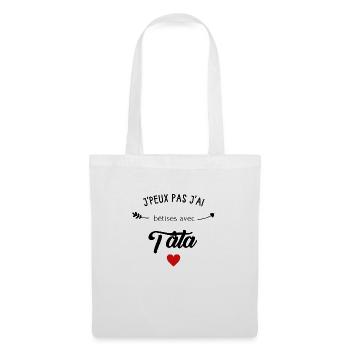 j'peux pas j'ai bêtises avec tata - Sac en tissu - blanc - Devant