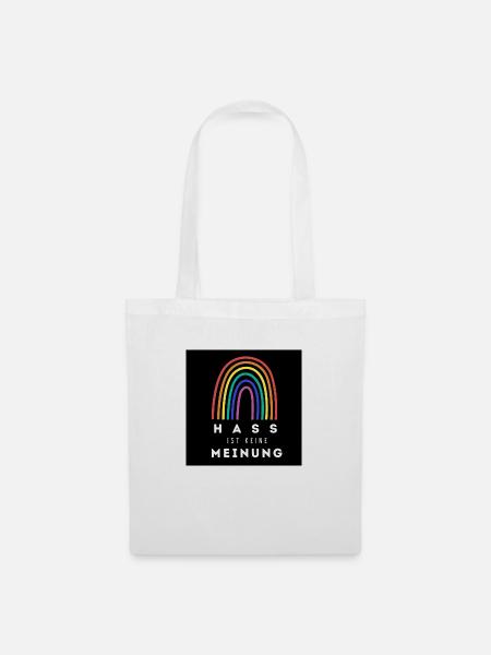 Regenbogen Hass ist keine Meinung BS 2 - Stoffbeutel - Weiß