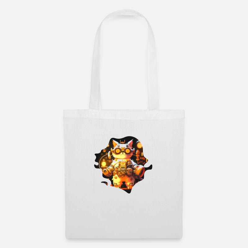 Coole Mecha Katze Cyborg Steampunk Hipst Brille - Stoffbeutel - Weiß