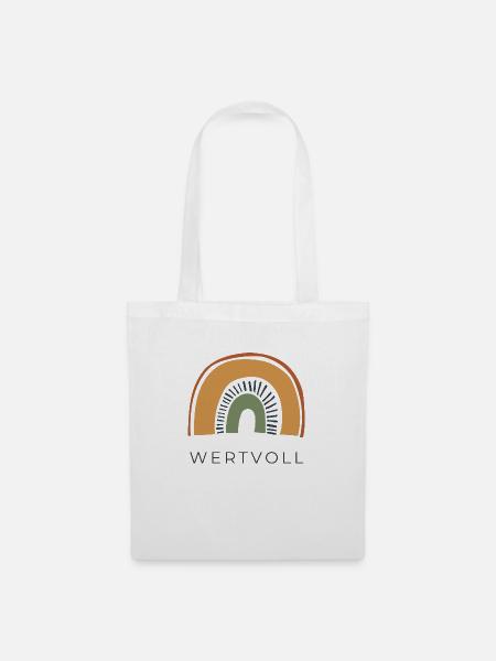 WERTVOLL - Regenbogen - Stoffbeutel - Weiß