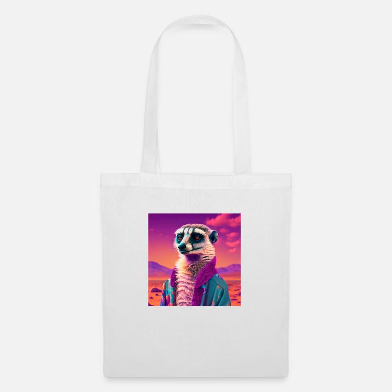 ERDMÄNNCHEN VAPORWAVE, moderne Kunst Neon Farben - Stoffbeutel - Weiß