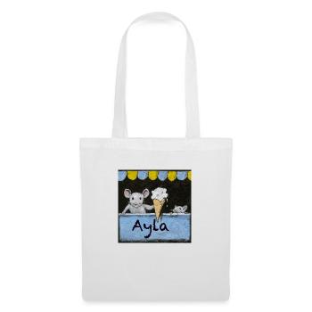 Ayla Personalised Name with mice selling Icecream - Tote Bag - white - Front