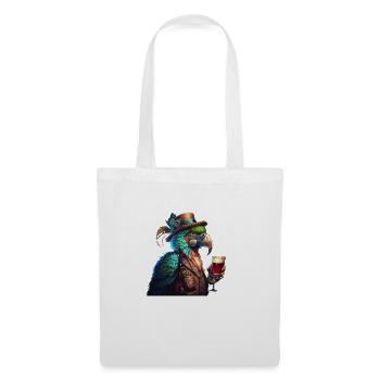 Perroquet cool avec chapeau et bière - Sac en tissu - blanc - Devant