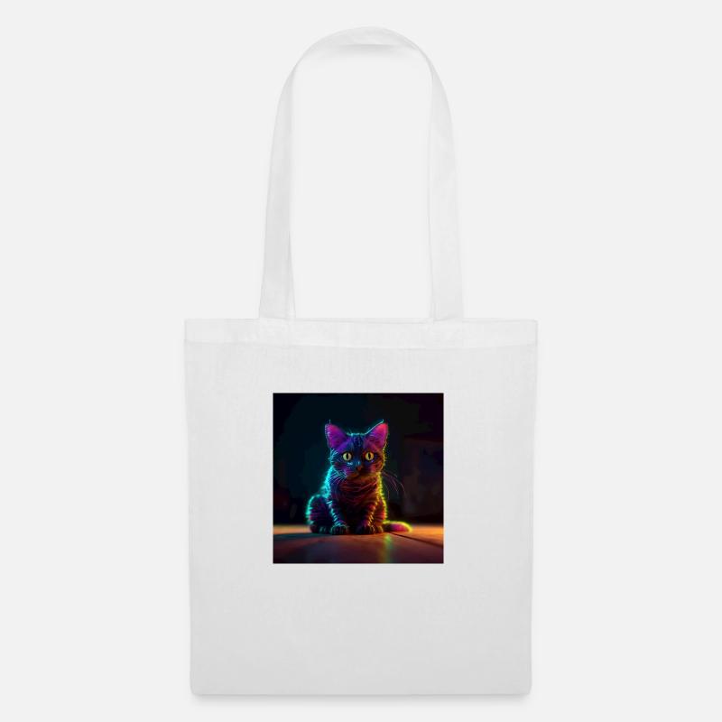Neon Katze2 - Stoffbeutel - Weiß