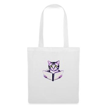 Livres pour chats Livre chat Chaton Lecture Chat domestique Chat - Sac en tissu - blanc - Devant