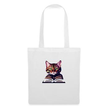 Cat Book Kitten Reading Cat Books Domestic Cat - Tote Bag - white - Front