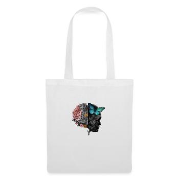 Half Vintage Flower brain Batterfly Ur-Tshirt - Stoffbeutel - Weiß - Vorne