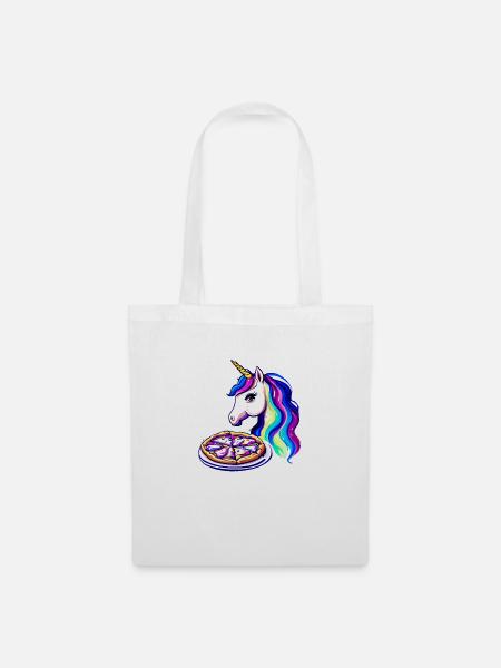Unicorn Fabeltier Mädchen Pizza Einhorn Einhörner - Stoffbeutel - Weiß