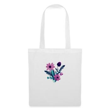 Bouquet de fleurs Plantes Violettes - Sac en tissu - blanc - Devant