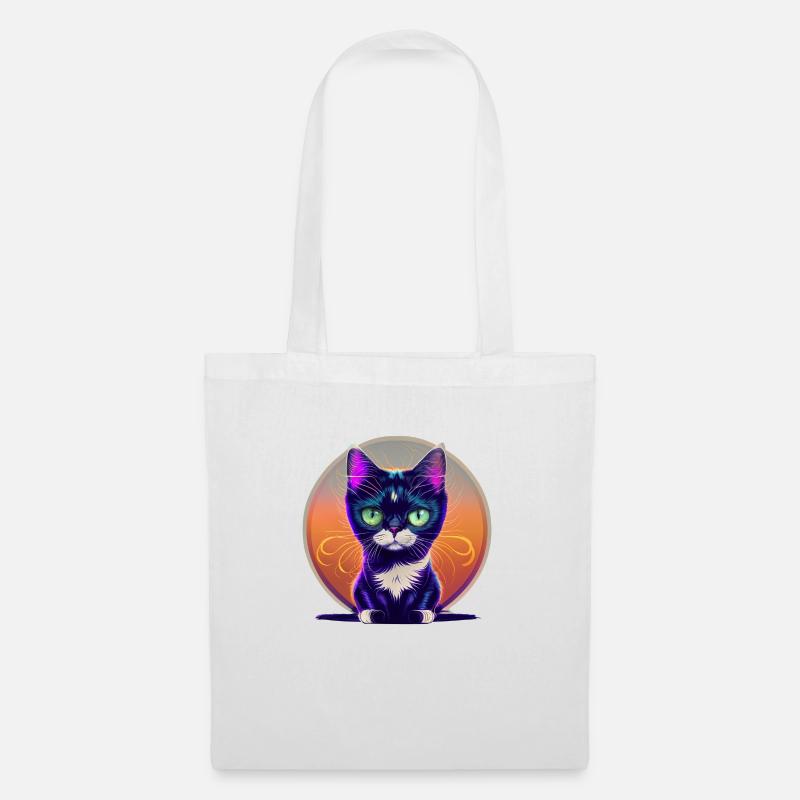 Sunset Cat - Stoffbeutel - Weiß