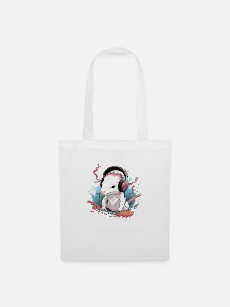 Axo, der audiophile Axolotl - Stoffbeutel - Weiß