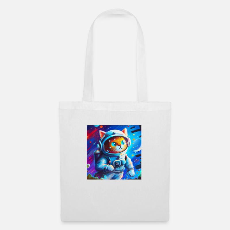 Katze als Astronautin - Stoffbeutel - Weiß