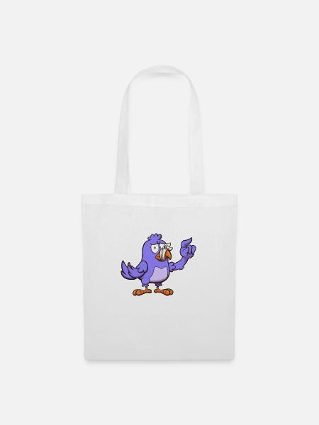 Lila Karikaturvogel mit geklebtem Maul - Stoffbeutel - Weiß
