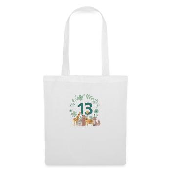 13e anniversaire - anniversaire animaux - Sac en tissu - blanc - Devant