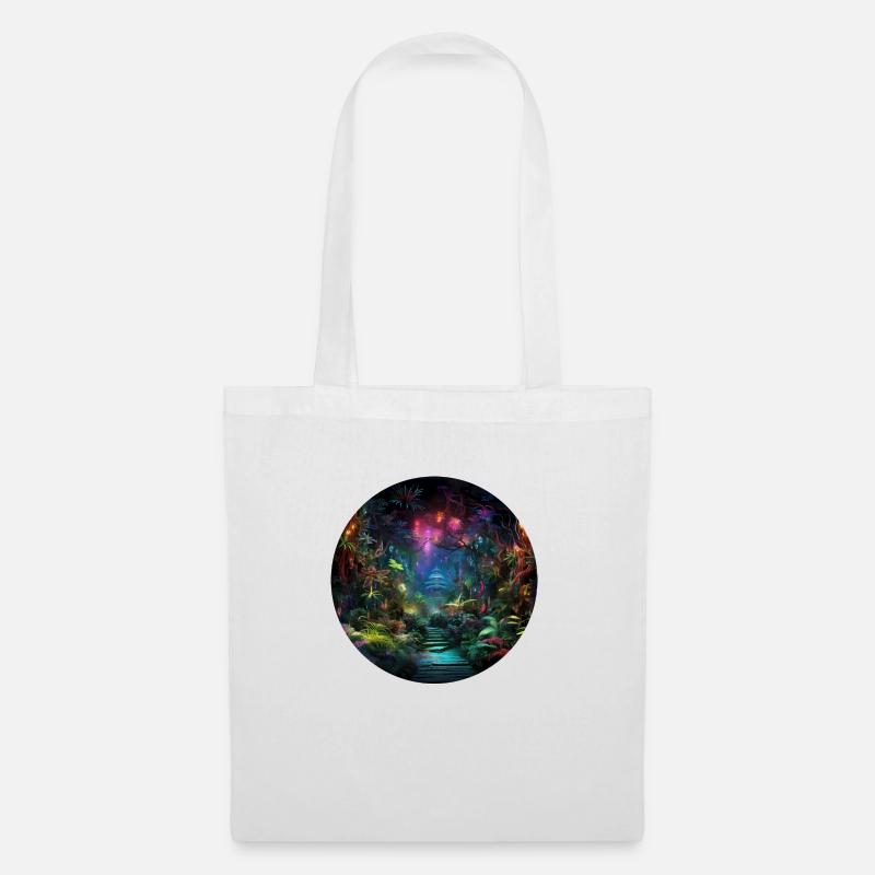 Dynamic Neon Journeys: Le monde de Neon Jungle - Sac en tissu - blanc