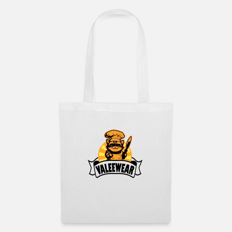 "Valeewear" - Profikoch Katze - Stoffbeutel - Weiß