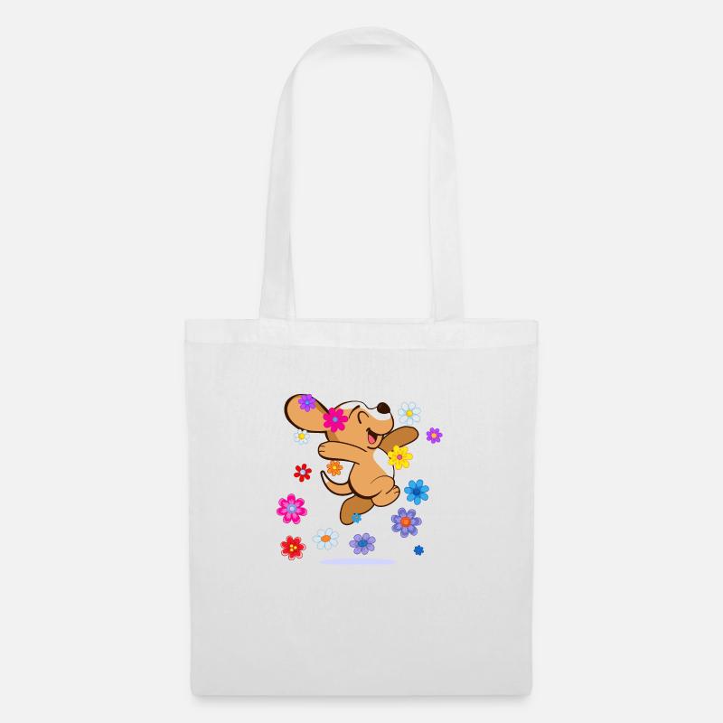 Happy Hippie Beagle - Stoffbeutel - Weiß