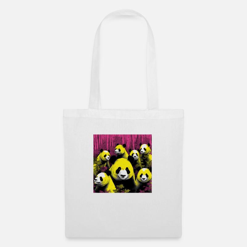 Panda im Neon-Stil - Stoffbeutel - Weiß