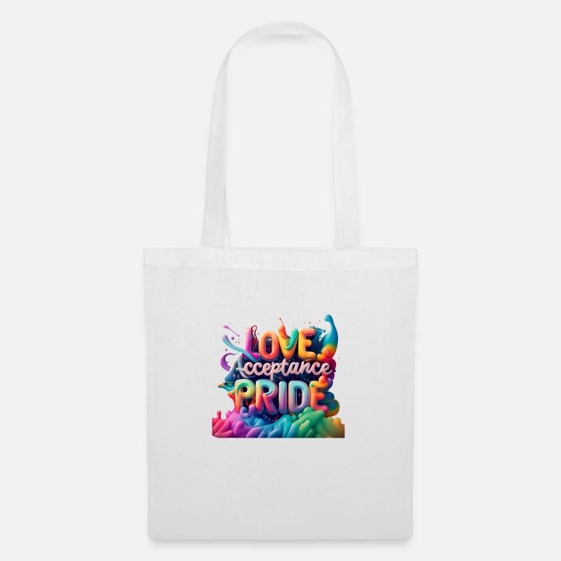 Liebe, Akzeptanz, Stolz - LGBTQ - Stoffbeutel - Weiß
