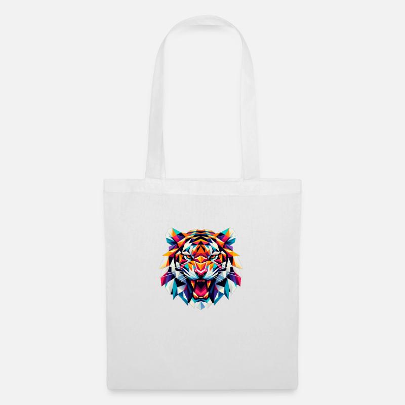 Illustration eines lebendigen Tiger-Logos - Stoffbeutel - Weiß