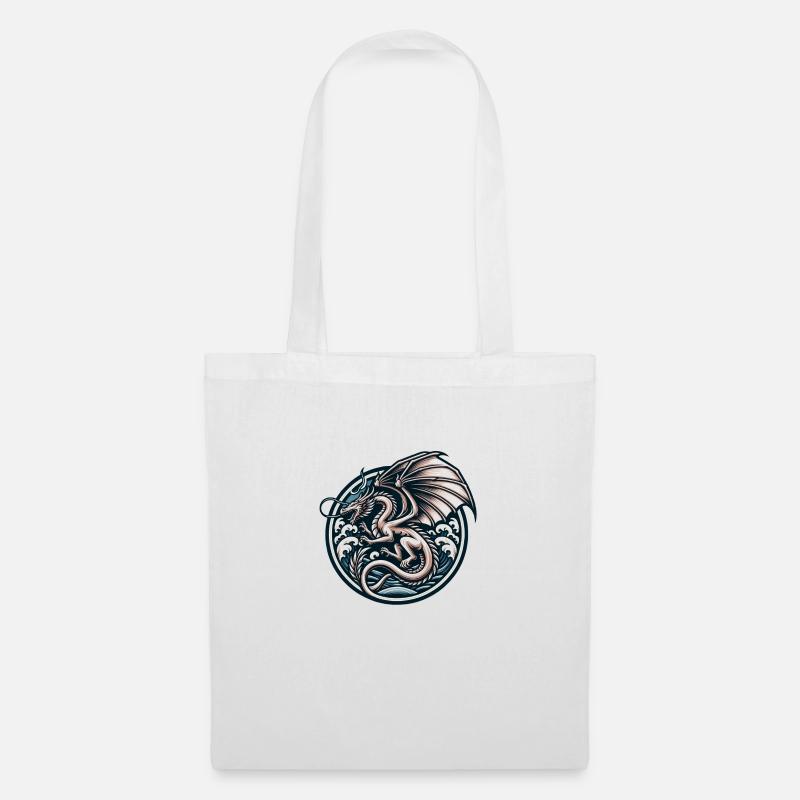Wunderschönes Drachen-Design - Stoffbeutel - Weiß