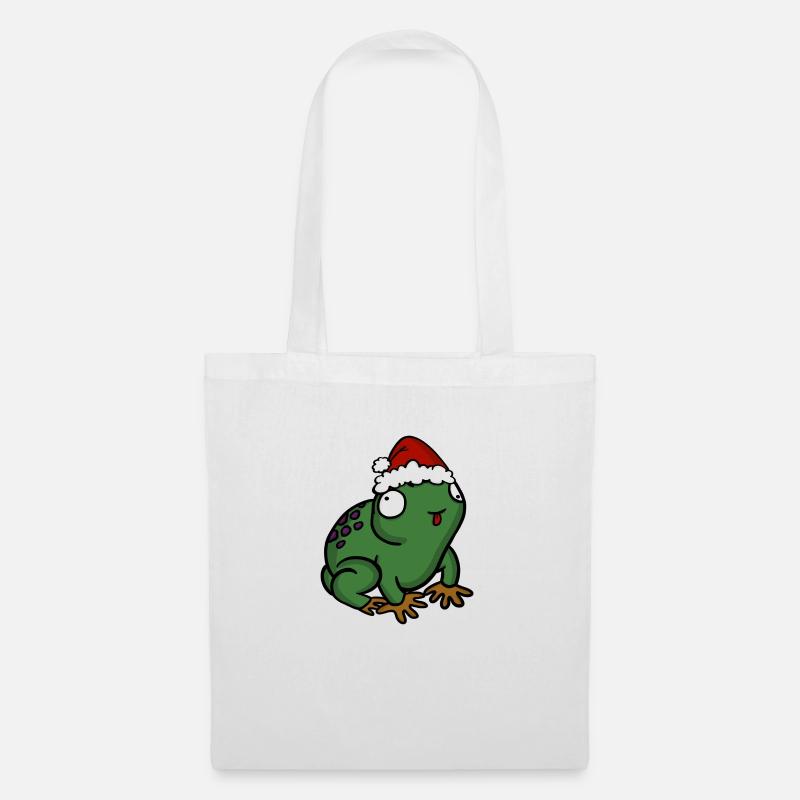Weihnachtsfrosch - Stoffbeutel - Weiß