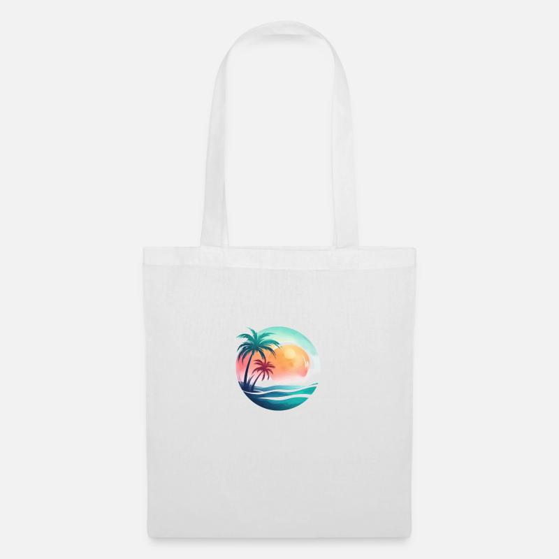 Beach sunset with palm trees - Tote Bag - white