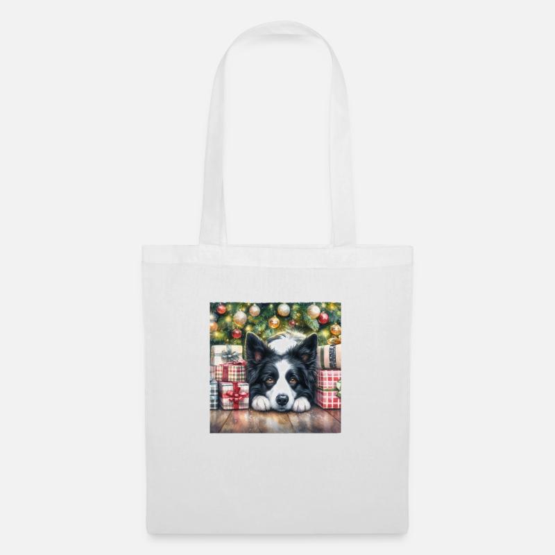 Bordercollie Christmas - Stoffbeutel - Weiß