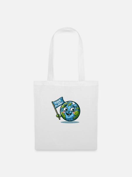 "SAVE OUR PLANET" Erde schützen 🌍😊 - Stoffbeutel - Weiß