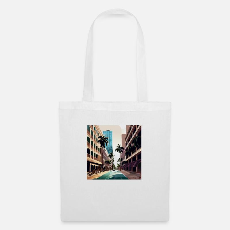 "Arrival in Miami Over Palms" (Miami Collection) - Stoffbeutel - Weiß