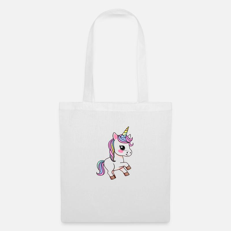 buntes Einhorn Fabeltier Mädchen süße Einhörner - Stoffbeutel - Weiß