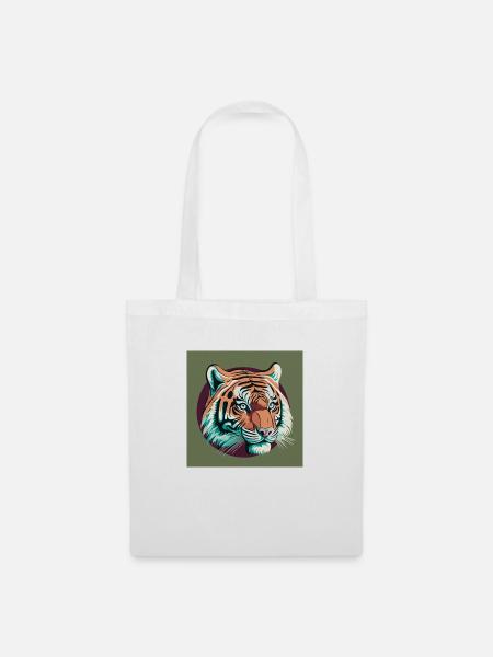 Tiger / Raubkatze - Stoffbeutel - Weiß