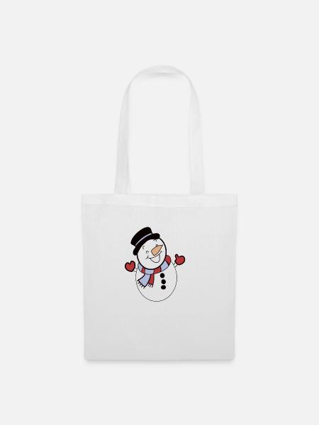 Schneemann Winter Schnee Kalt - Stoffbeutel - Weiß