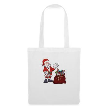 Weihnachtsmann mit Geschenktüte - Stoffbeutel - Weiß - Vorne