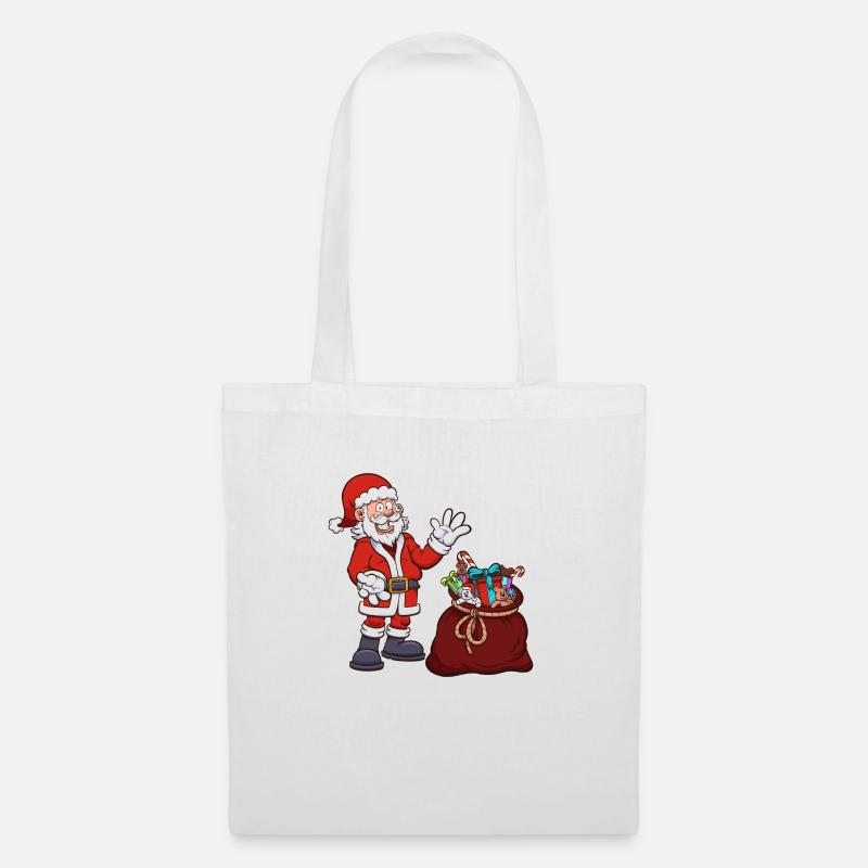 Weihnachtsmann mit Geschenktüte - Stoffbeutel - Weiß