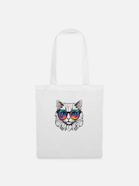 Katze - Stoffbeutel - Weiß