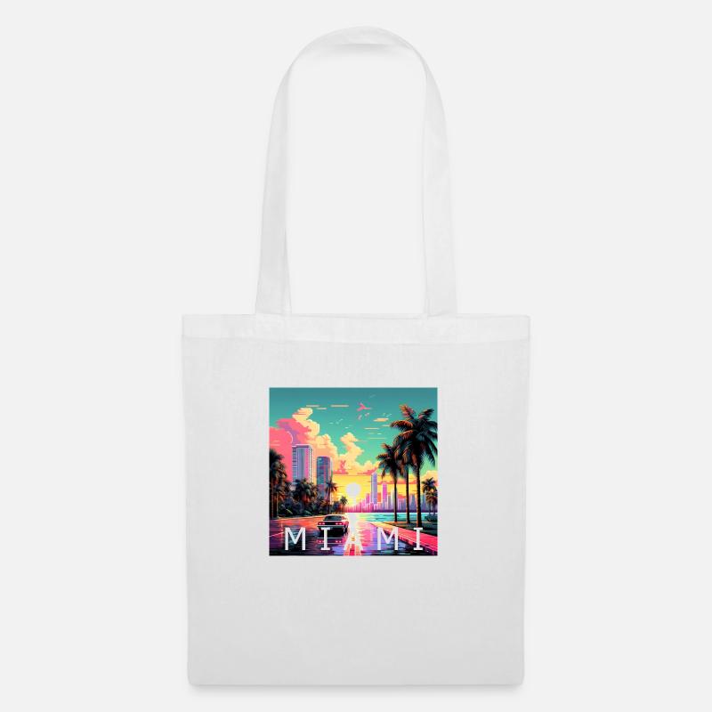 Miami in Pixel 32 Bit - Stoffbeutel - Weiß