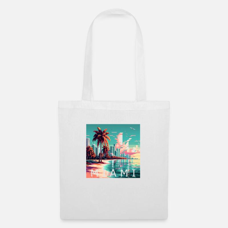 Miami in Pixel 32 Bit - Stoffbeutel - Weiß