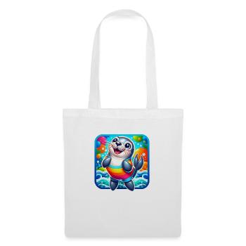 Un design coloré amusant avec un sceau - Sac en tissu - blanc - Devant